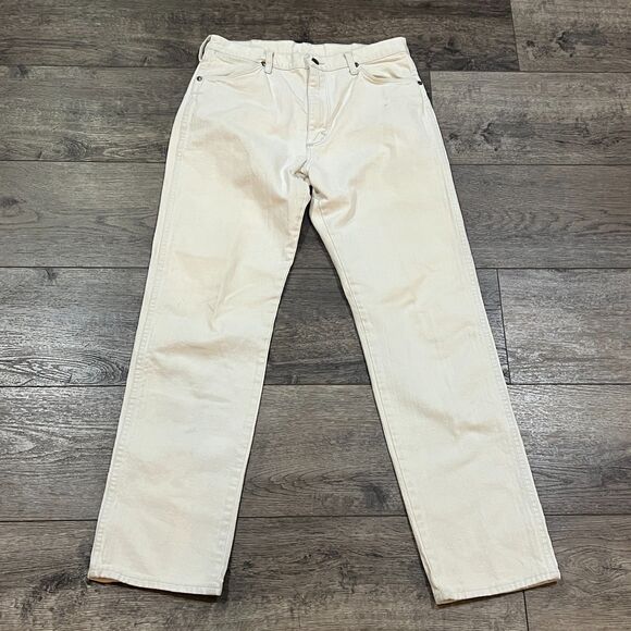 Vintage 80s Wrangler White Faded 13MWZ Denim Jeans Made in USA - Men's 34 x 34 - Picture 1 of 12